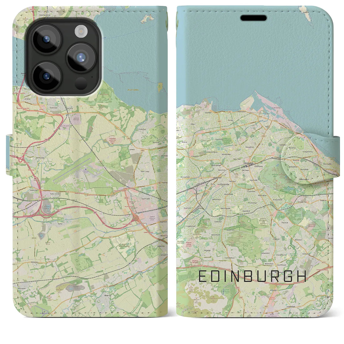 【エディンバラ】地図柄iPhoneケース（手帳両面タイプ・ナチュラル）iPhone 15 Pro Max 用