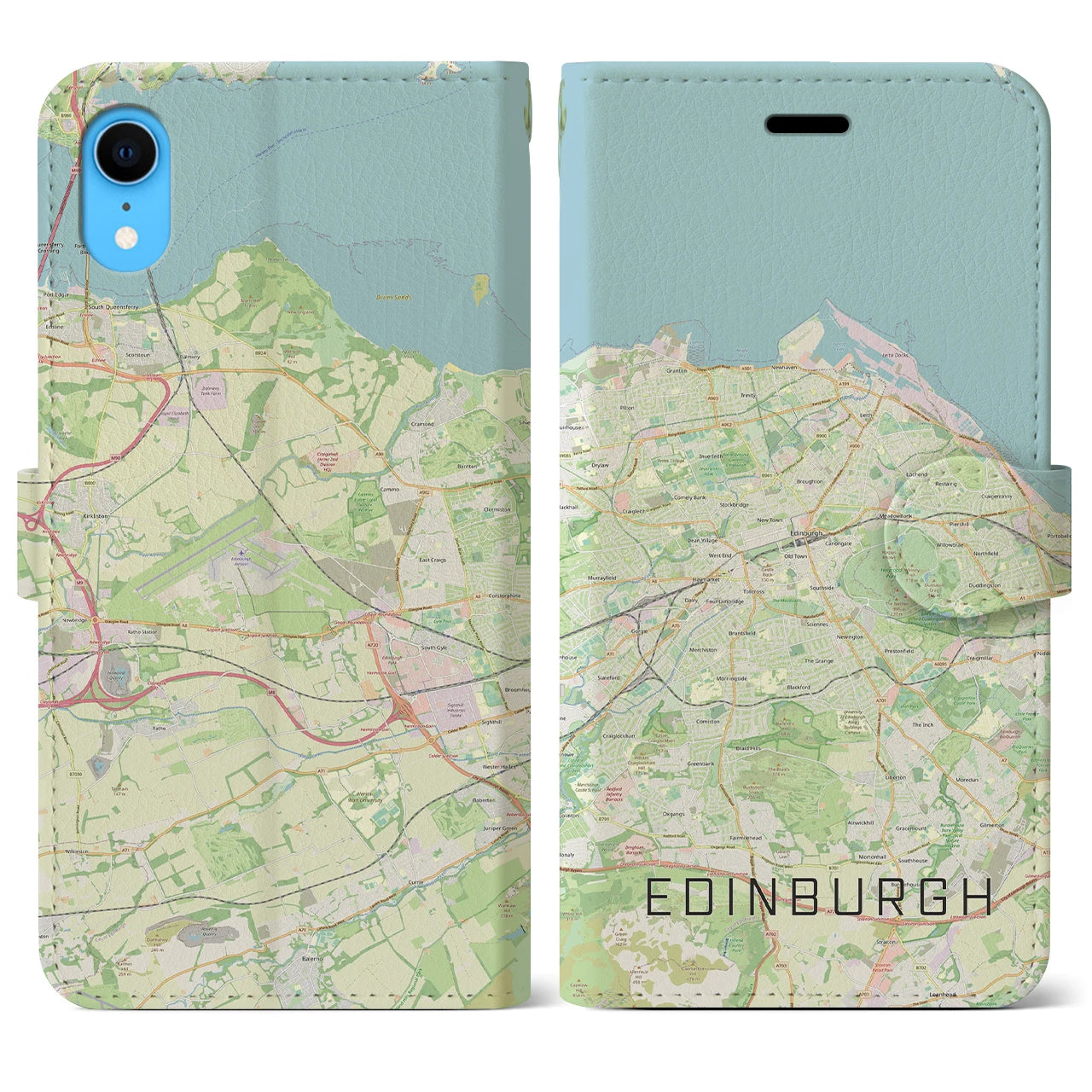 【エディンバラ】地図柄iPhoneケース（手帳両面タイプ・ナチュラル）iPhone XR 用