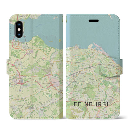 【エディンバラ（イギリス）】地図柄iPhoneケース（手帳タイプ）ナチュラル・iPhone XS / X 用