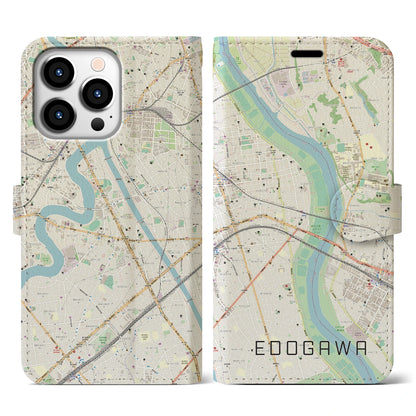 【江戸川（東京都）】地図柄iPhoneケース（手帳タイプ）ナチュラル・iPhone 13 Pro 用