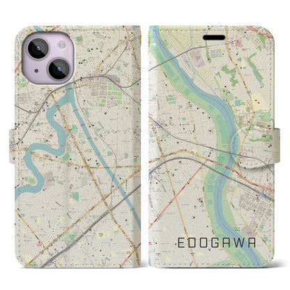 【江戸川（東京都）】地図柄iPhoneケース（手帳タイプ）ナチュラル・iPhone 14 用