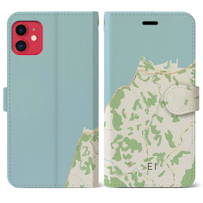 【江井（兵庫県）】地図柄iPhoneケース（手帳タイプ）ナチュラル・iPhone 11 用