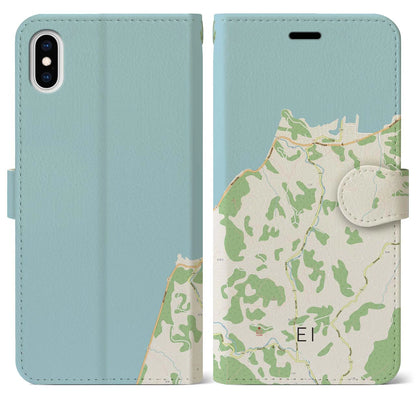 【江井（兵庫県）】地図柄iPhoneケース（手帳タイプ）ナチュラル・iPhone XS Max 用