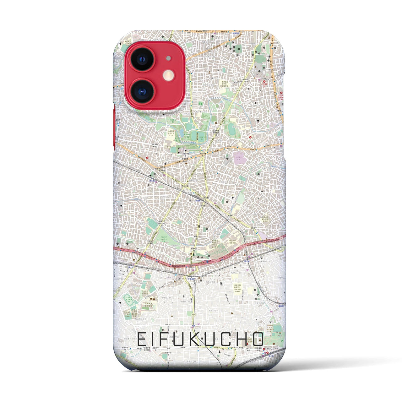 【永福町】地図柄iPhoneケース（バックカバータイプ・ナチュラル）iPhone 11 用