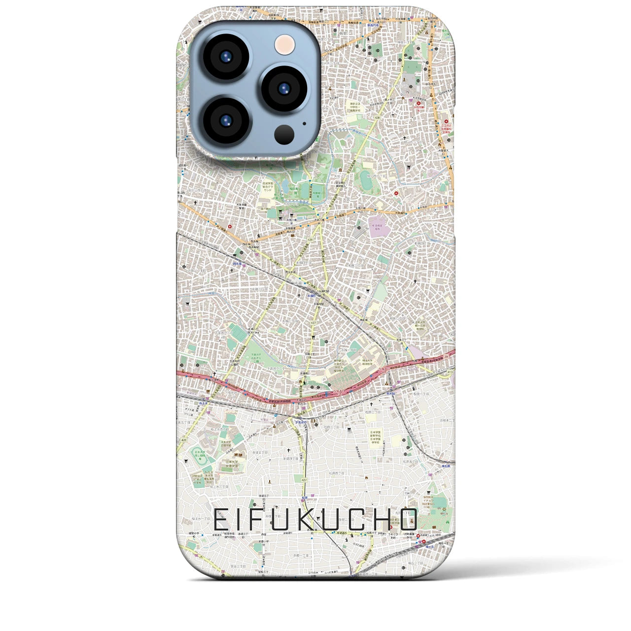 【永福町】地図柄iPhoneケース（バックカバータイプ・ナチュラル）iPhone 13 Pro Max 用