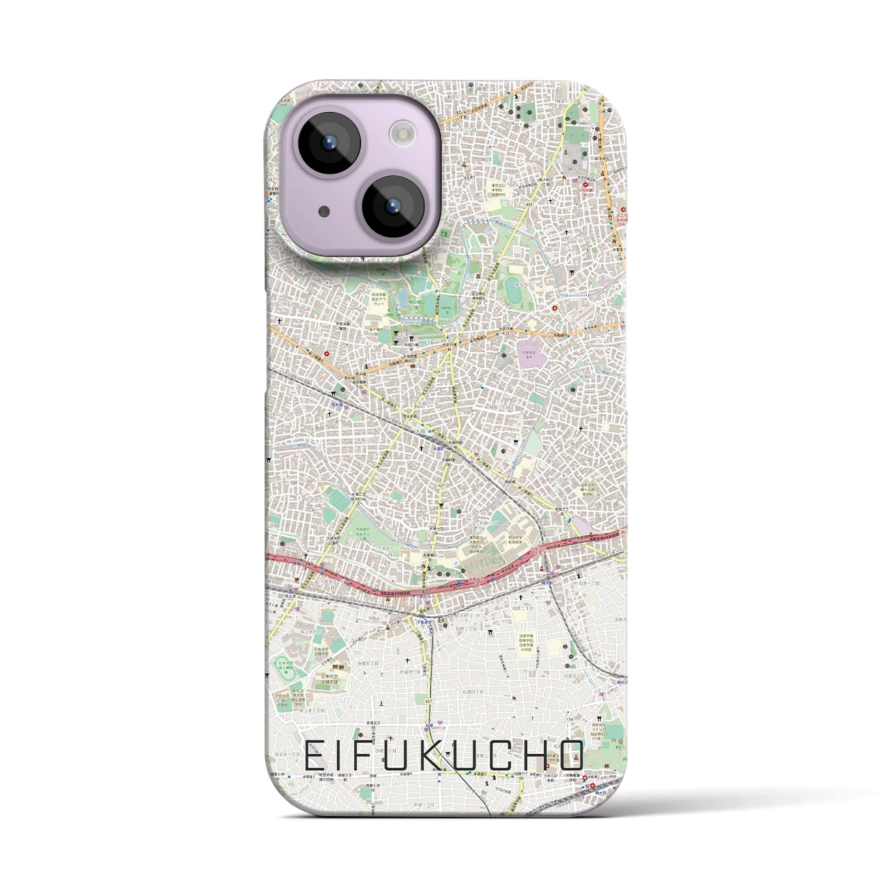 【永福町】地図柄iPhoneケース（バックカバータイプ・ナチュラル）iPhone 14 用