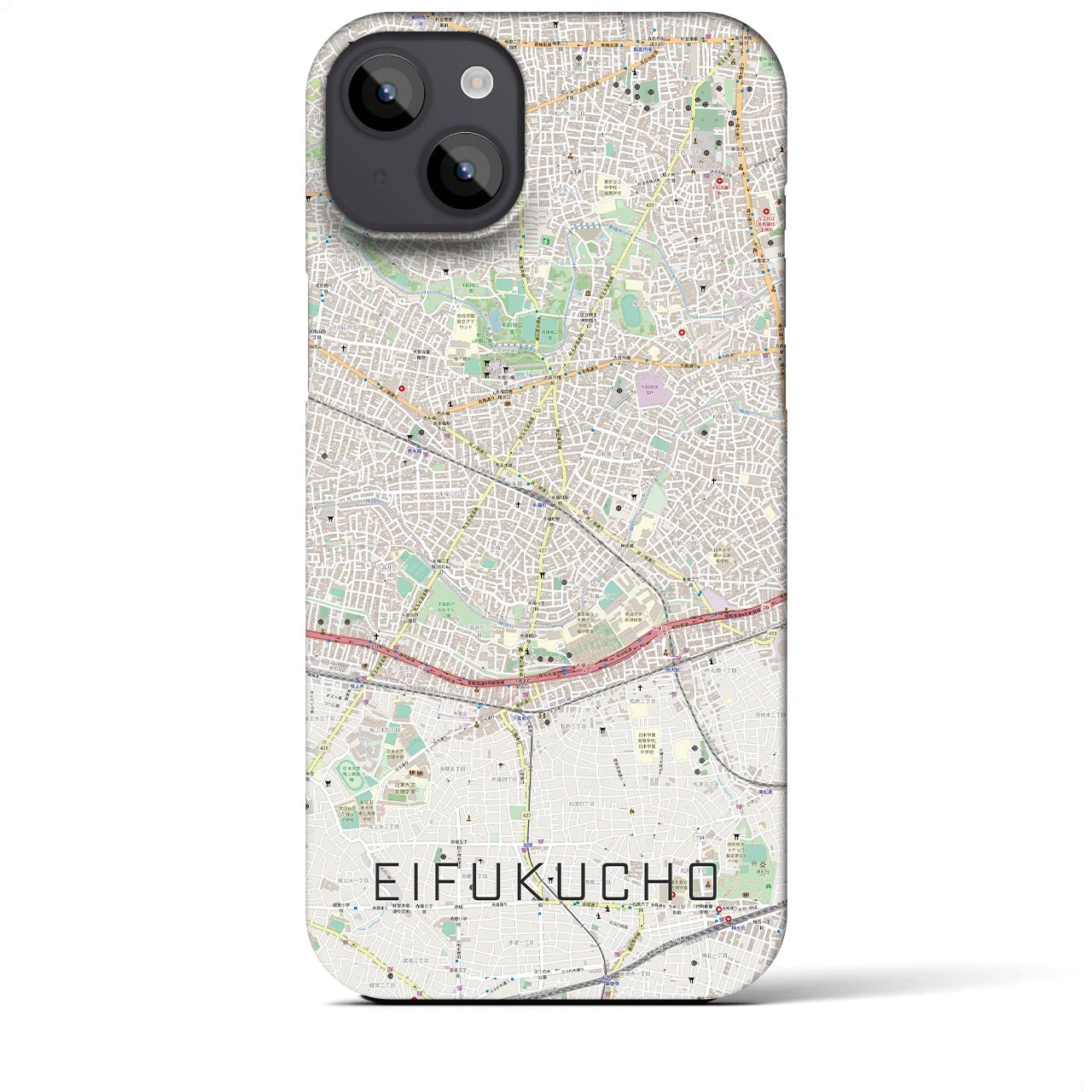 【永福町】地図柄iPhoneケース（バックカバータイプ・ナチュラル）iPhone 14 Plus 用