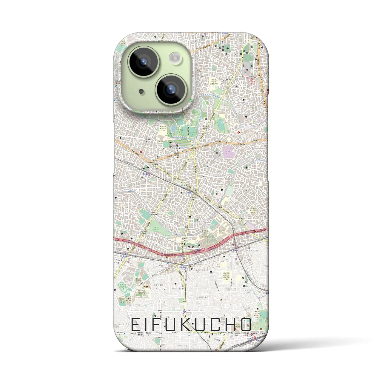 【永福町】地図柄iPhoneケース（バックカバータイプ・ナチュラル）iPhone 15 用