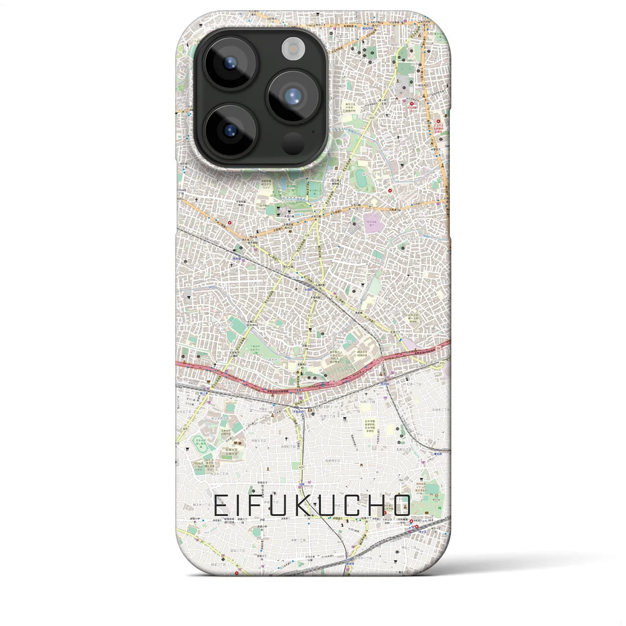 【永福町】地図柄iPhoneケース（バックカバータイプ・ナチュラル）iPhone 15 Pro Max 用
