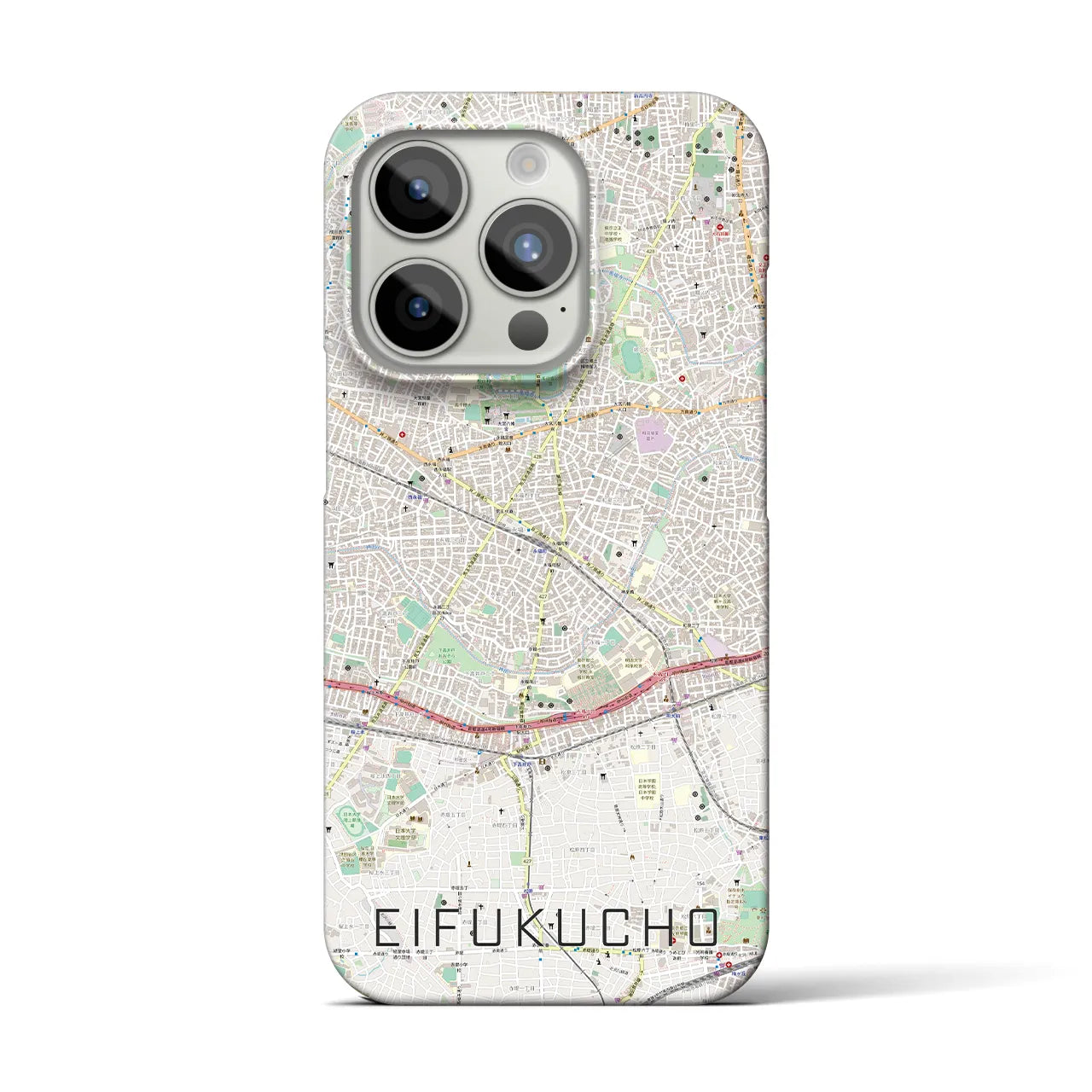 【永福町】地図柄iPhoneケース（バックカバータイプ・ナチュラル）iPhone 15 Pro 用