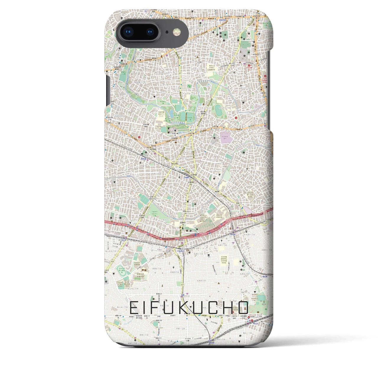 【永福町】地図柄iPhoneケース（バックカバータイプ・ナチュラル）iPhone 8Plus /7Plus / 6sPlus / 6Plus 用