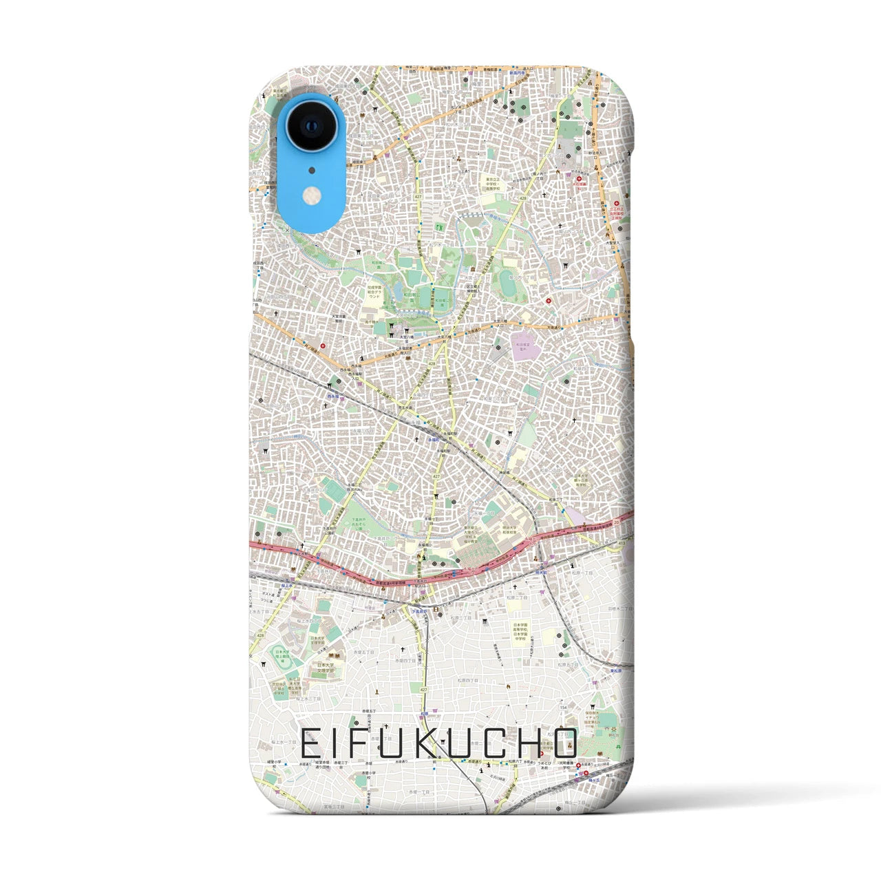 【永福町】地図柄iPhoneケース（バックカバータイプ・ナチュラル）iPhone XR 用