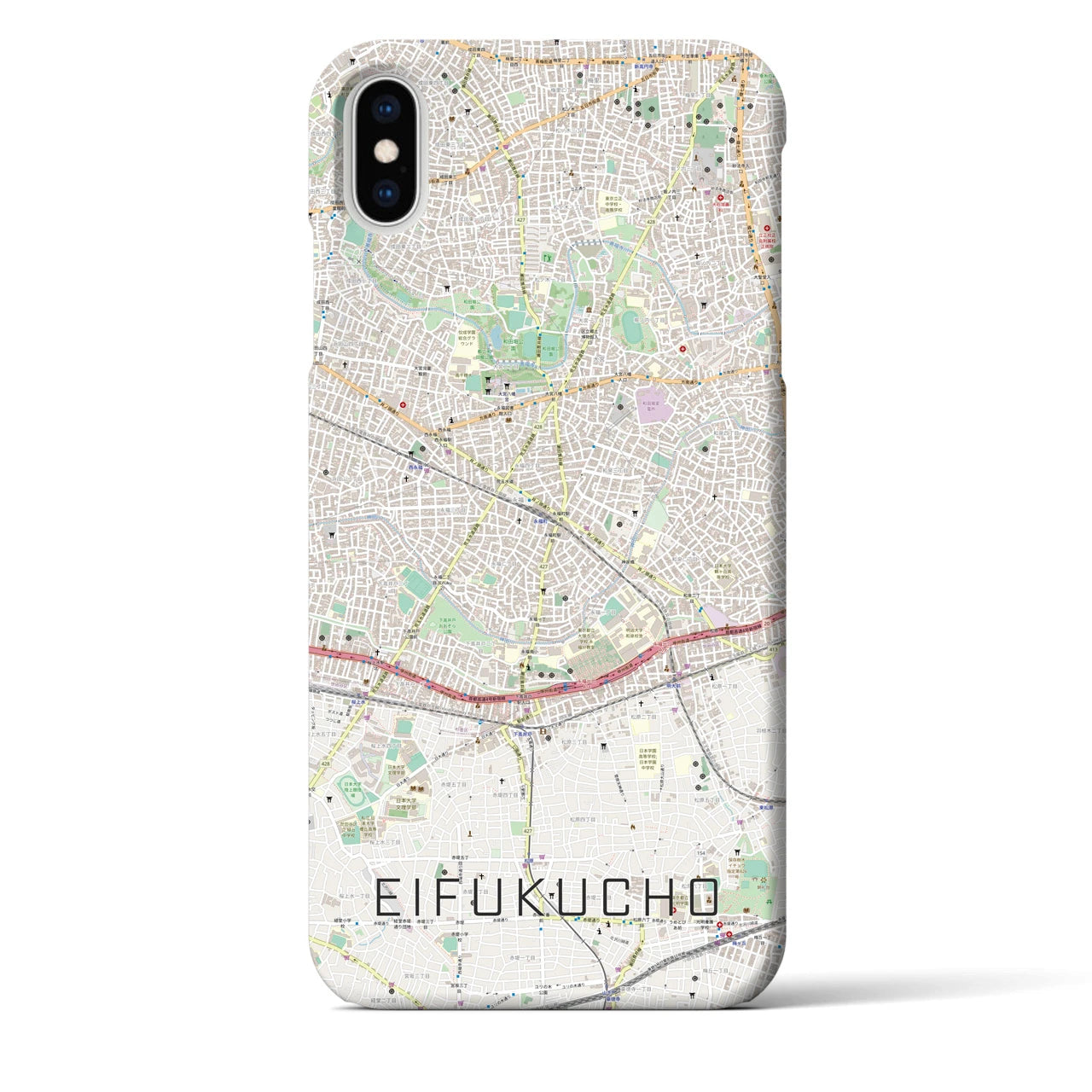 【永福町】地図柄iPhoneケース（バックカバータイプ・ナチュラル）iPhone XS Max 用