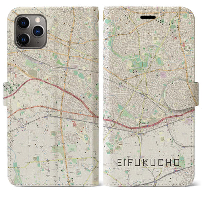 【永福町（東京都）】地図柄iPhoneケース（手帳タイプ）ナチュラル・iPhone 11 Pro Max 用