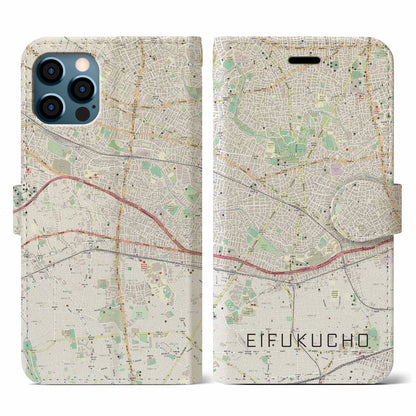 【永福町（東京都）】地図柄iPhoneケース（手帳タイプ）ナチュラル・iPhone 12 / 12 Pro 用