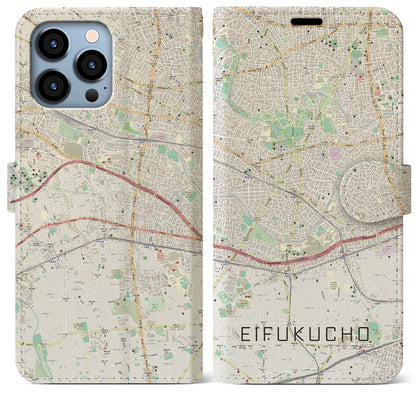 【永福町（東京都）】地図柄iPhoneケース（手帳タイプ）ナチュラル・iPhone 13 Pro Max 用