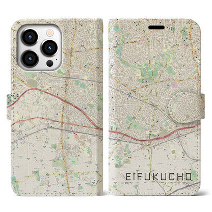 【永福町（東京都）】地図柄iPhoneケース（手帳タイプ）ナチュラル・iPhone 13 Pro 用
