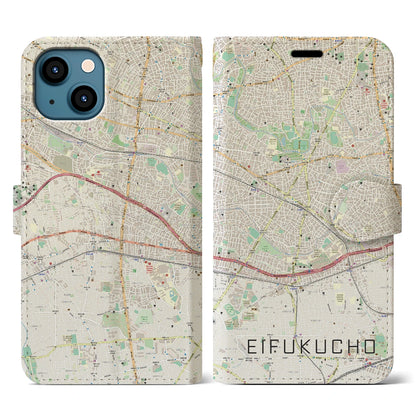 【永福町（東京都）】地図柄iPhoneケース（手帳タイプ）ナチュラル・iPhone 13 用