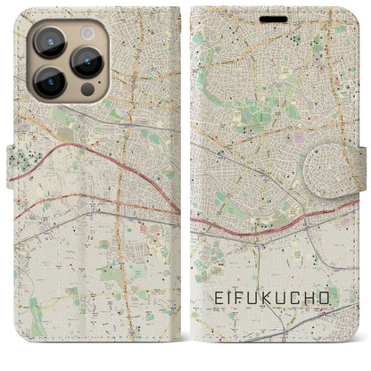 【永福町（東京都）】地図柄iPhoneケース（手帳タイプ）ナチュラル・iPhone 14 Pro Max 用