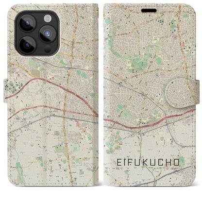 【永福町（東京都）】地図柄iPhoneケース（手帳タイプ）ナチュラル・iPhone 15 Pro Max 用