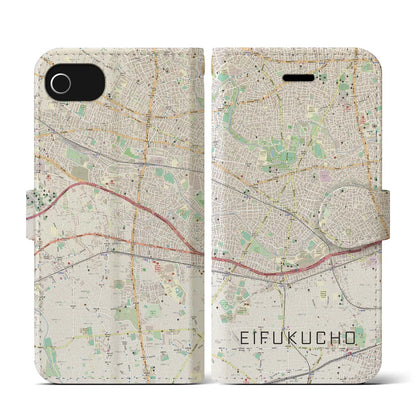 【永福町（東京都）】地図柄iPhoneケース（手帳タイプ）ナチュラル・iPhone SE（第3 / 第2世代） / 8 / 7 / 6s / 6 用