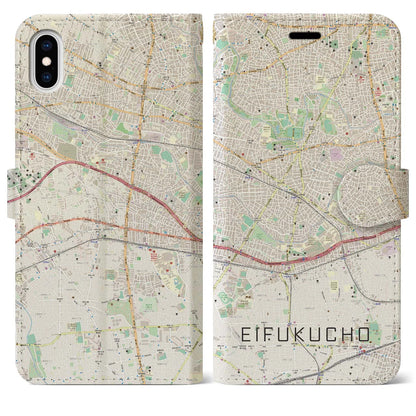 【永福町（東京都）】地図柄iPhoneケース（手帳タイプ）ナチュラル・iPhone XS Max 用