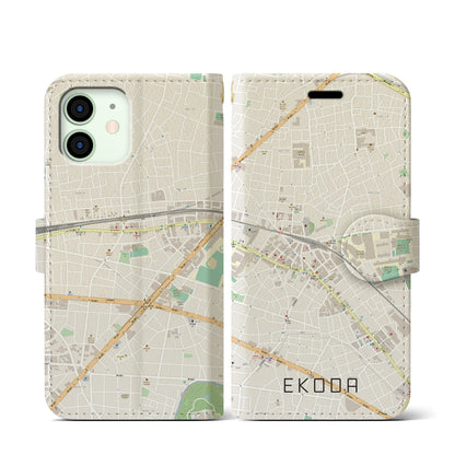 【江古田（東京都）】地図柄iPhoneケース（手帳タイプ）ナチュラル・iPhone 12 mini 用