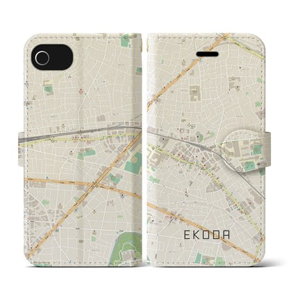 【江古田（東京都）】地図柄iPhoneケース（手帳タイプ）ナチュラル・iPhone SE（第3 / 第2世代） / 8 / 7 / 6s / 6 用