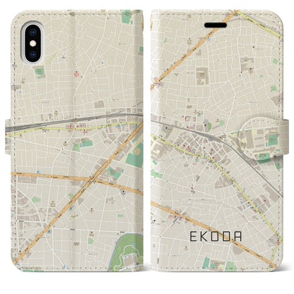 【江古田（東京都）】地図柄iPhoneケース（手帳タイプ）ナチュラル・iPhone XS Max 用