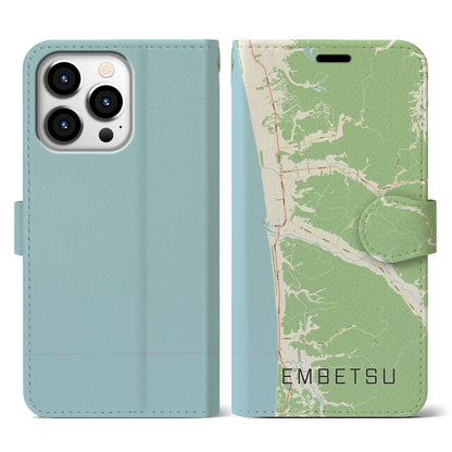 【遠別（北海道）】地図柄iPhoneケース（手帳タイプ）ナチュラル・iPhone 13 Pro 用