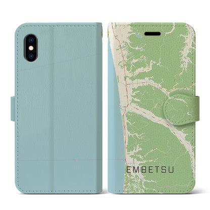 【遠別（北海道）】地図柄iPhoneケース（手帳タイプ）ナチュラル・iPhone XS / X 用