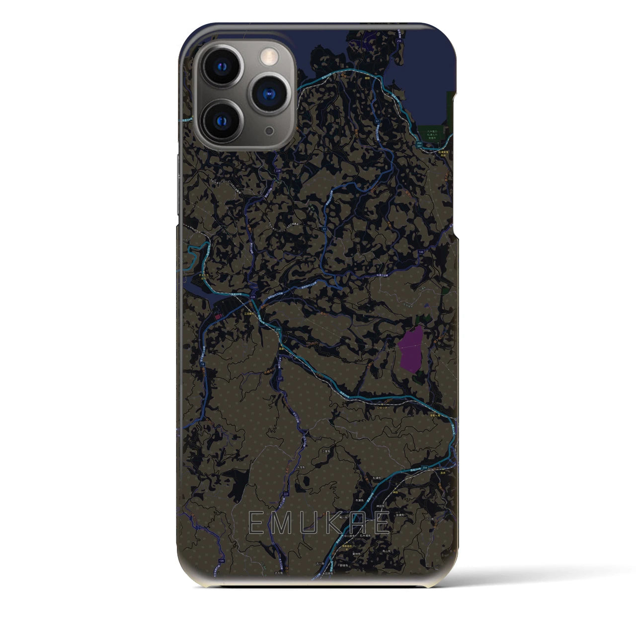 【江迎】地図柄iPhoneケース（バックカバータイプ・ブラック）iPhone 11 Pro Max 用