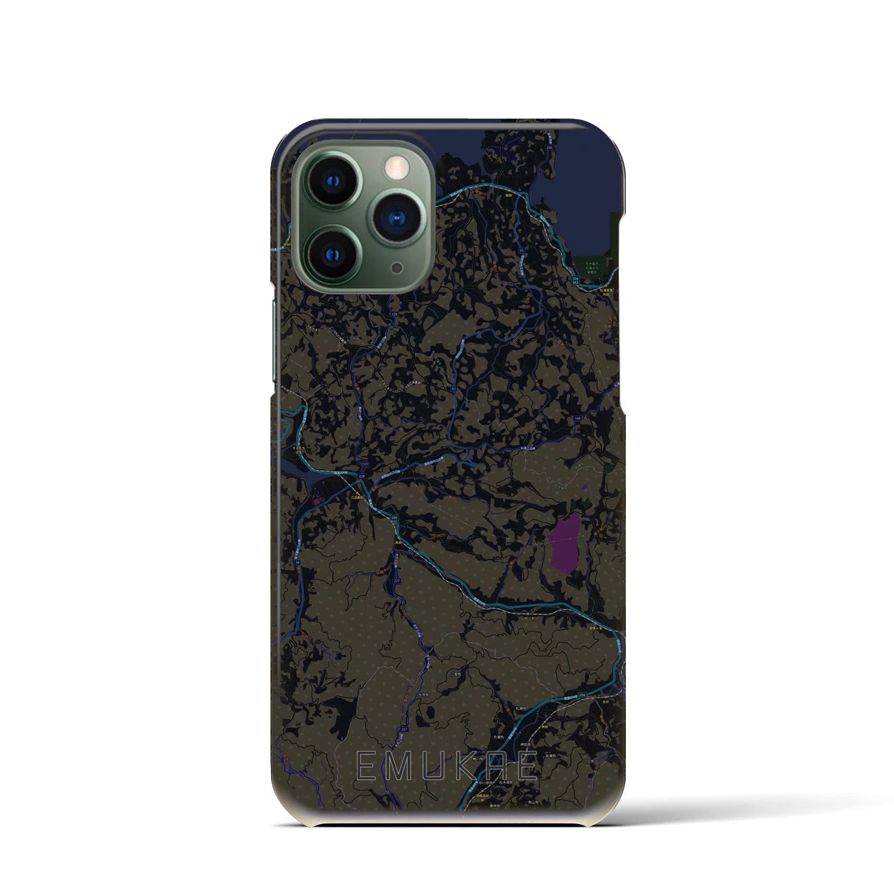 【江迎】地図柄iPhoneケース（バックカバータイプ・ブラック）iPhone 11 Pro 用