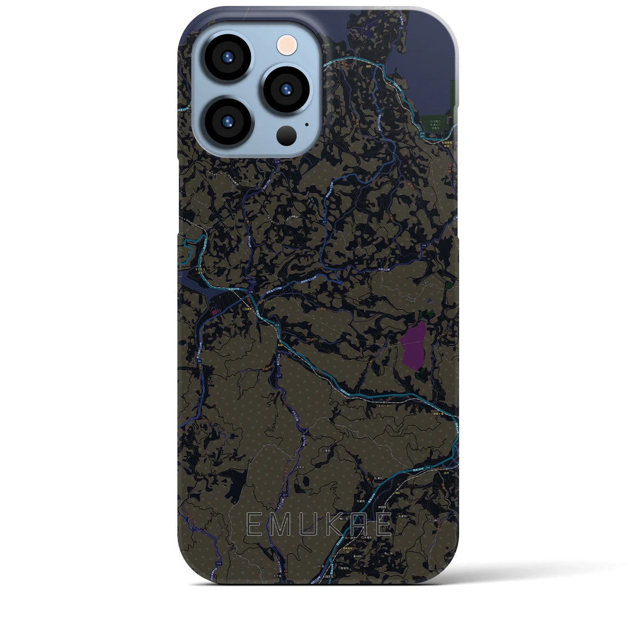 【江迎】地図柄iPhoneケース（バックカバータイプ・ブラック）iPhone 13 Pro Max 用