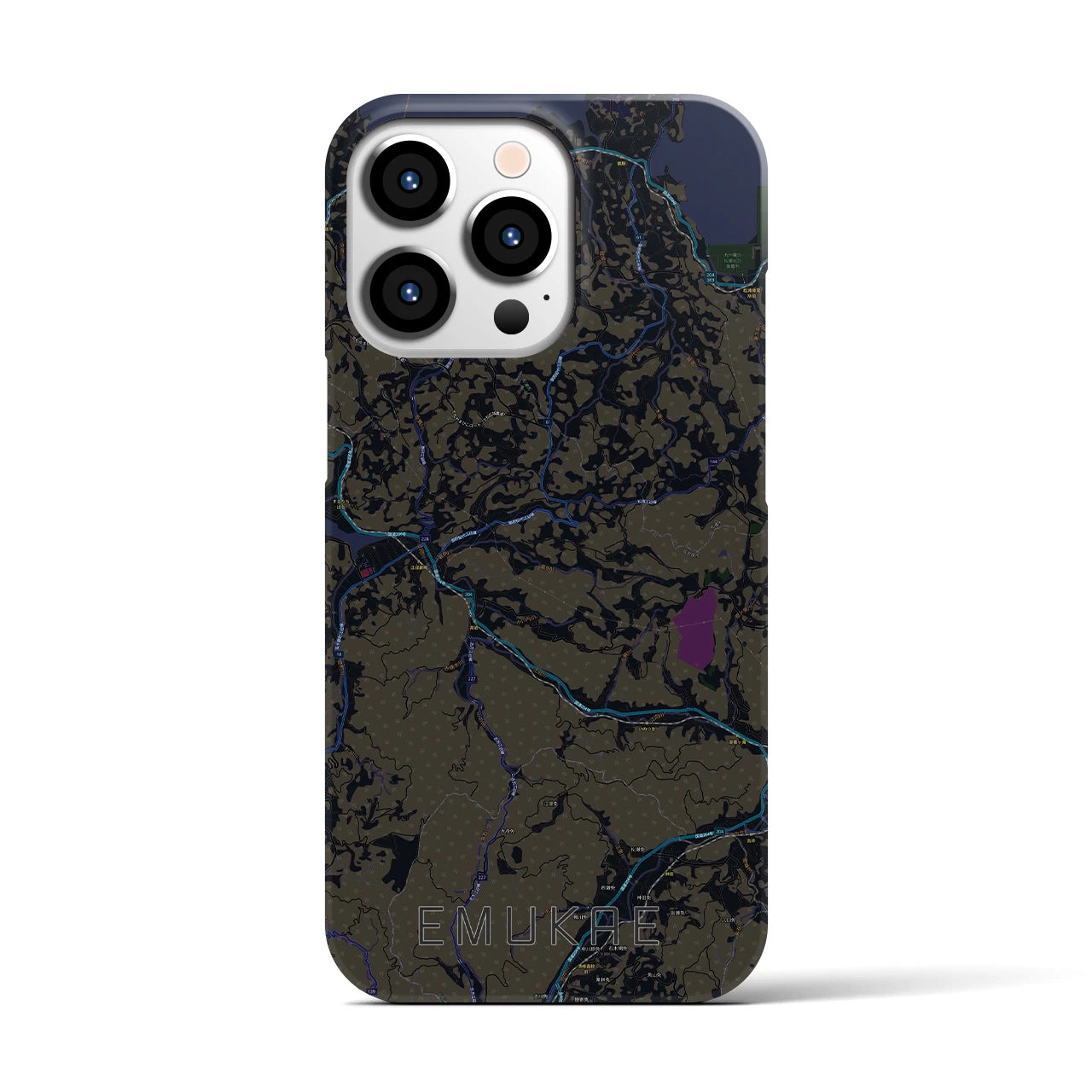 【江迎】地図柄iPhoneケース（バックカバータイプ・ブラック）iPhone 13 Pro 用