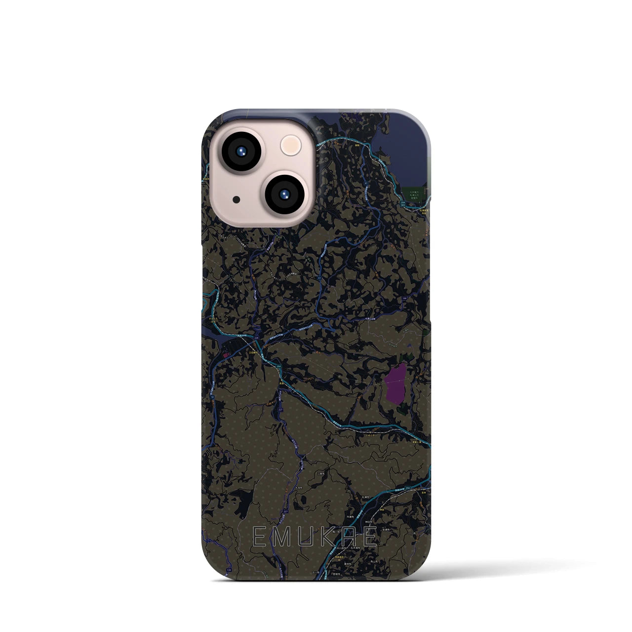 【江迎】地図柄iPhoneケース（バックカバータイプ・ブラック）iPhone 13 mini 用