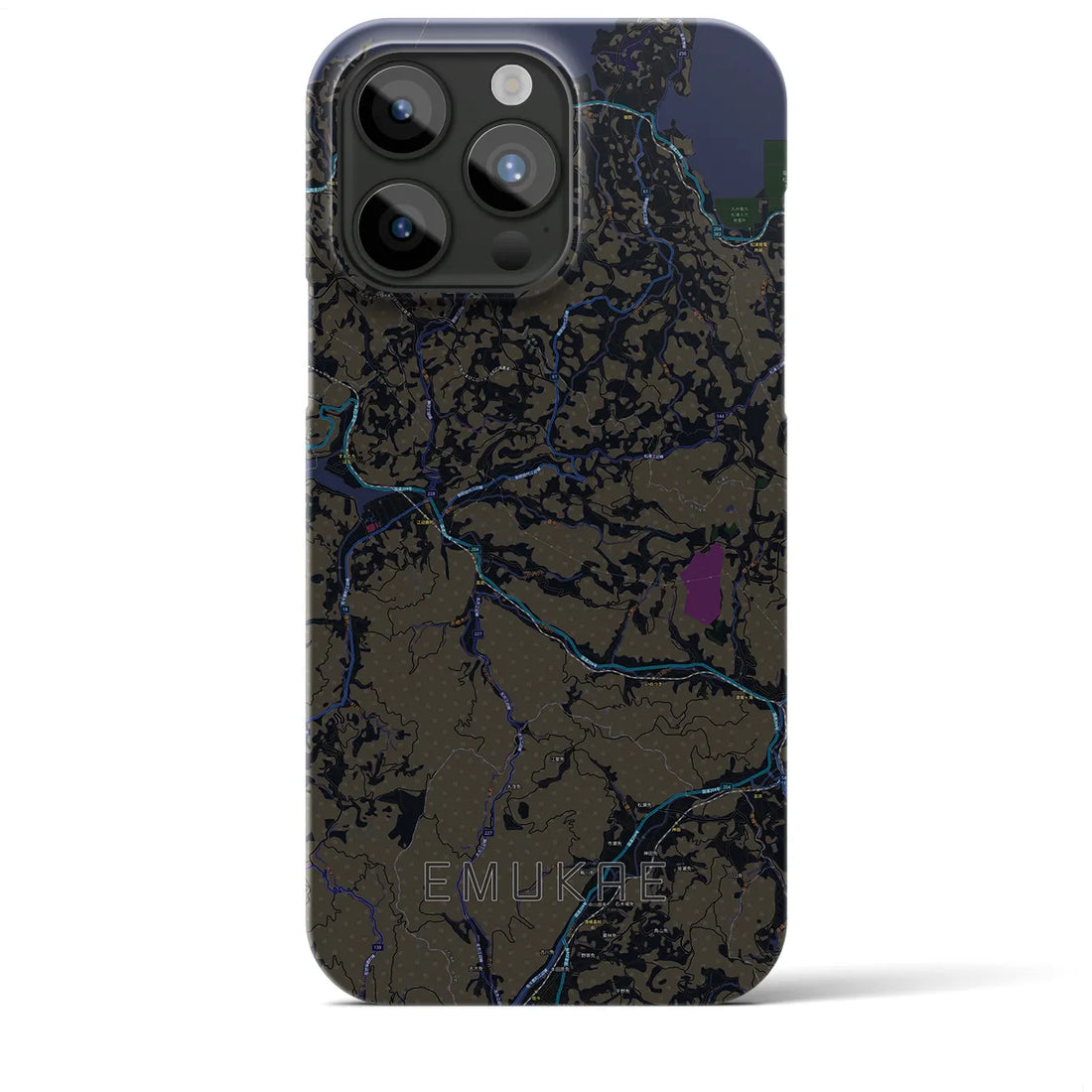 【江迎】地図柄iPhoneケース（バックカバータイプ・ブラック）iPhone 15 Pro Max 用
