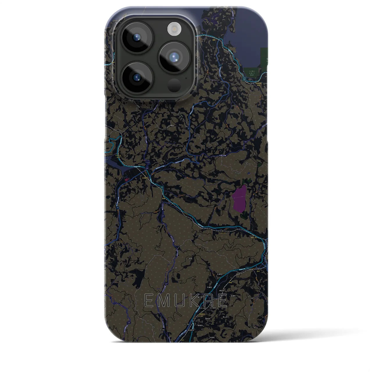 【江迎】地図柄iPhoneケース（バックカバータイプ・ブラック）iPhone 15 Pro Max 用