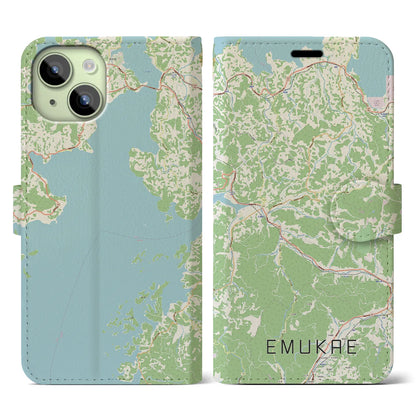 【江迎（長崎県）】地図柄iPhoneケース（手帳タイプ）ナチュラル・iPhone 15 用