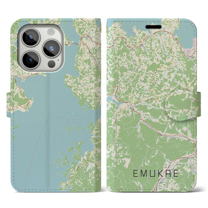 【江迎（長崎県）】地図柄iPhoneケース（手帳タイプ）ナチュラル・iPhone 15 Pro 用