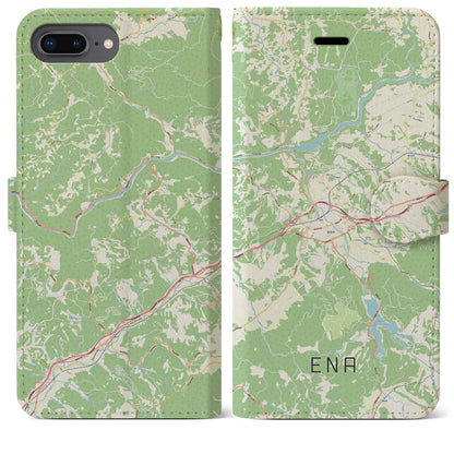 【恵那（岐阜県）】地図柄iPhoneケース（手帳タイプ）ナチュラル・iPhone 8Plus /7Plus / 6sPlus / 6Plus 用