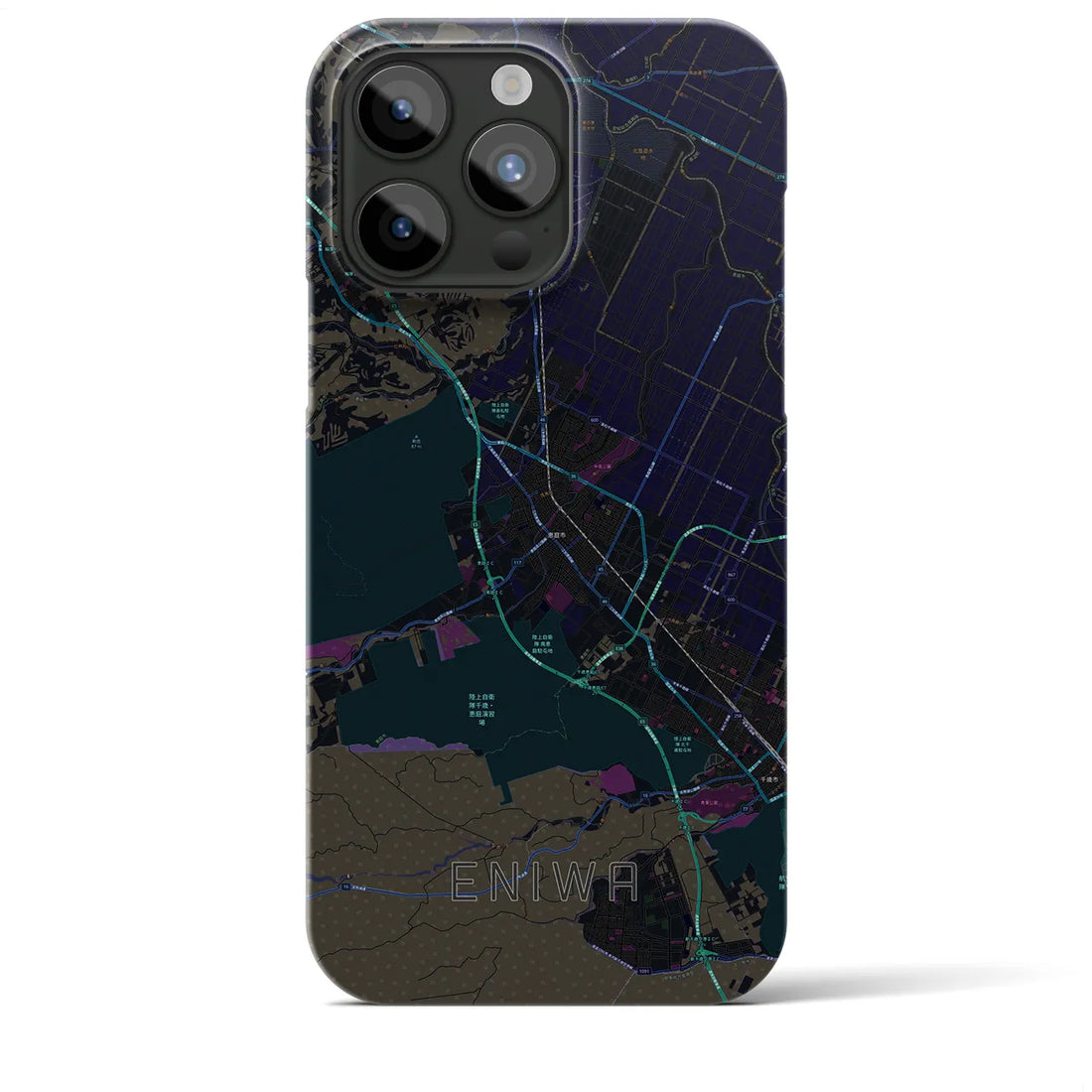 【恵庭】地図柄iPhoneケース（バックカバータイプ・ブラック）iPhone 15 Pro Max 用