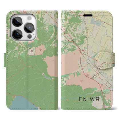 【恵庭（北海道）】地図柄iPhoneケース（手帳タイプ）ナチュラル・iPhone 14 Pro 用