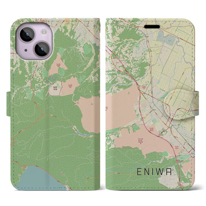 【恵庭（北海道）】地図柄iPhoneケース（手帳タイプ）ナチュラル・iPhone 14 用