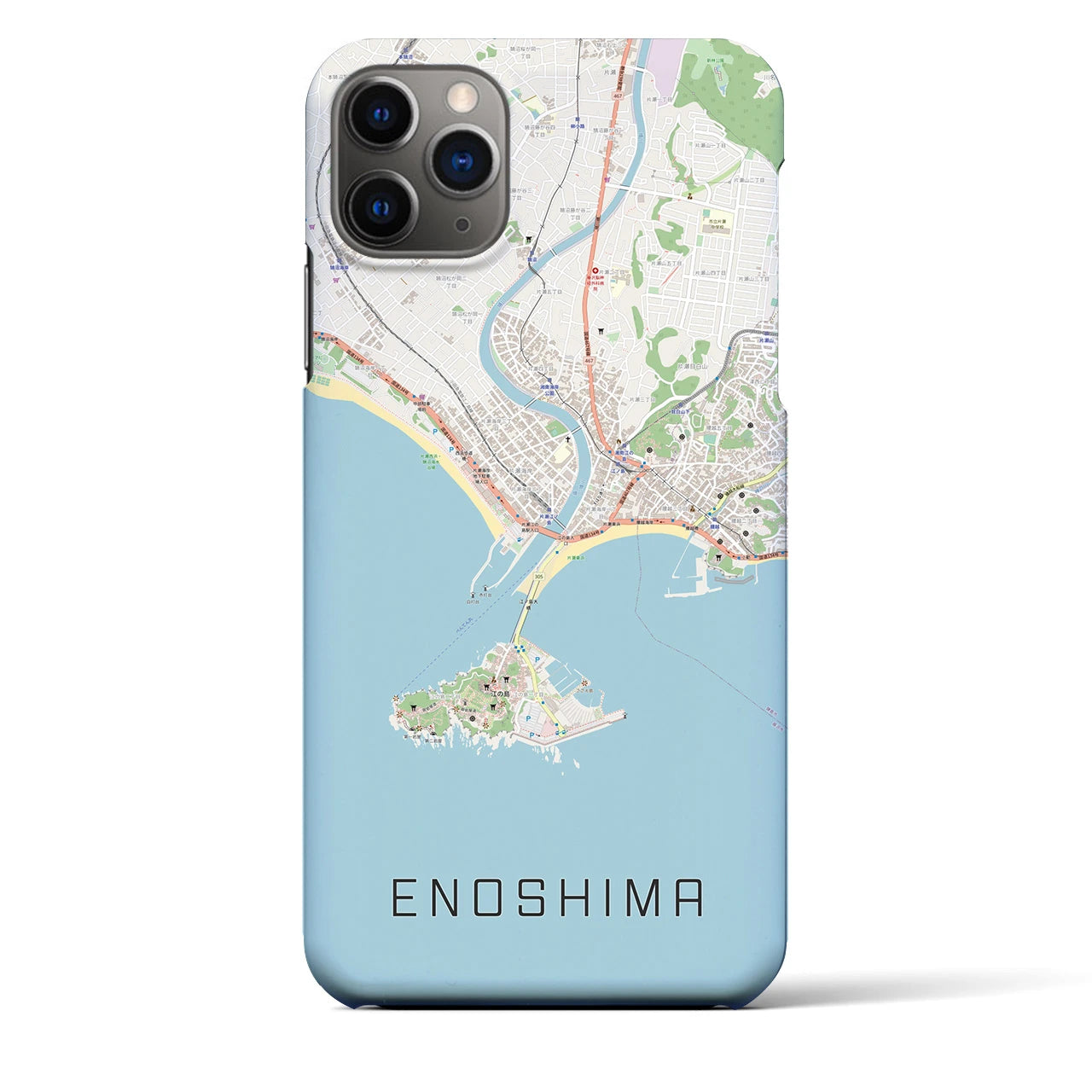 【江ノ島】地図柄iPhoneケース（バックカバータイプ・ナチュラル）iPhone 11 Pro Max 用