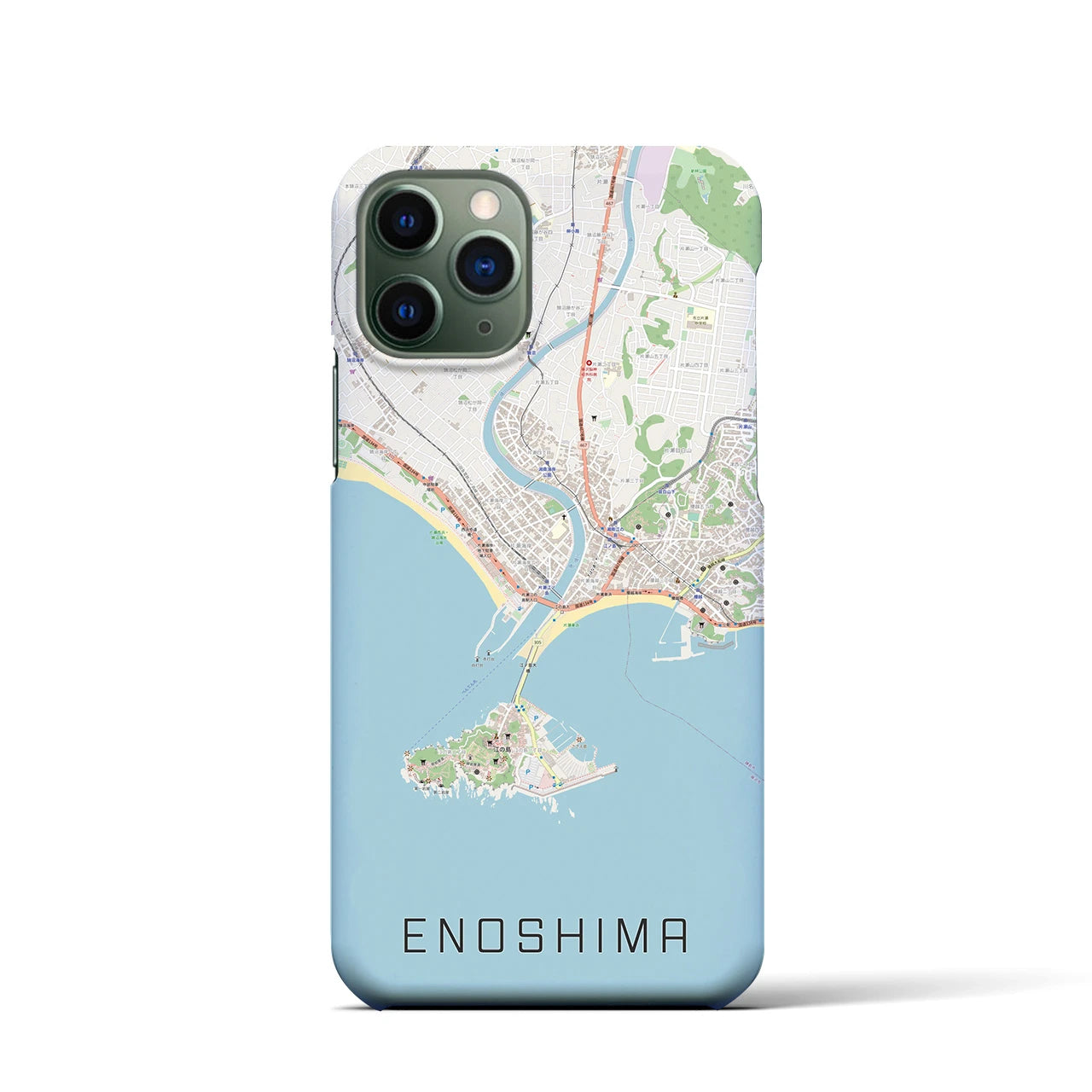 【江ノ島】地図柄iPhoneケース（バックカバータイプ・ナチュラル）iPhone 11 Pro 用