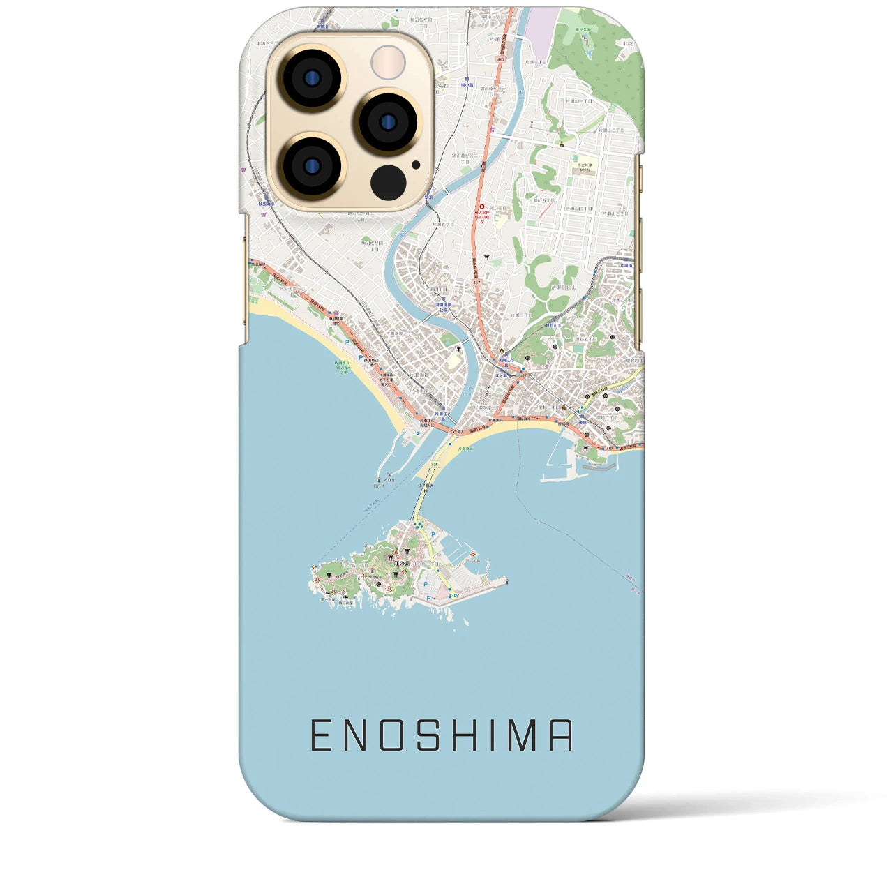 【江ノ島】地図柄iPhoneケース（バックカバータイプ・ナチュラル）iPhone 12 Pro Max 用