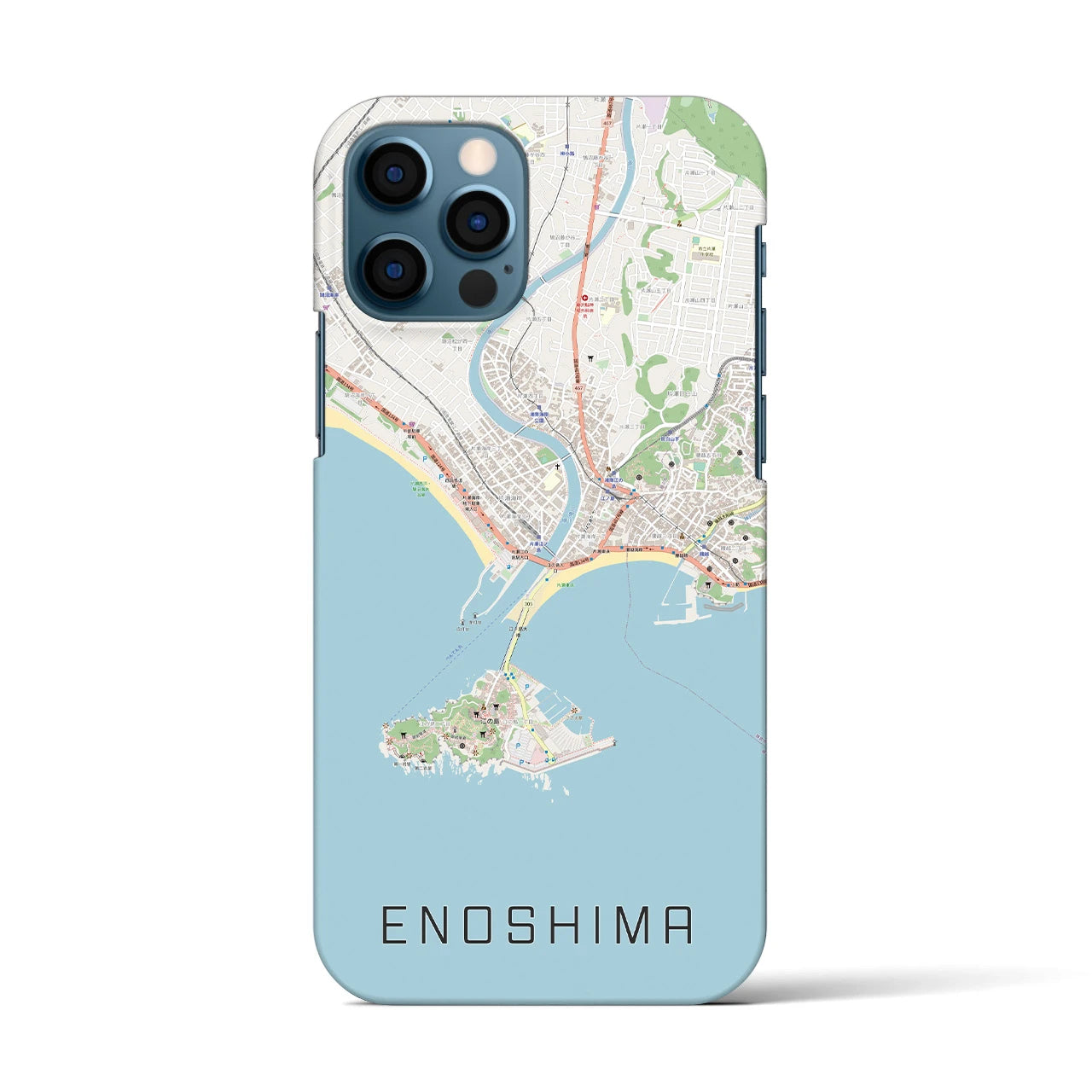 【江ノ島】地図柄iPhoneケース（バックカバータイプ・ナチュラル）iPhone 12 / 12 Pro 用