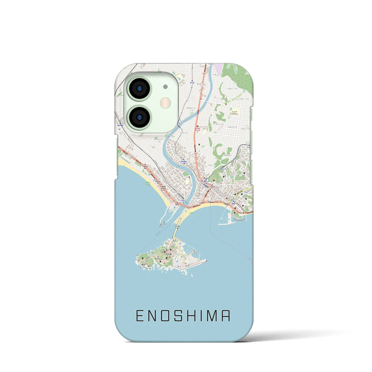 【江ノ島】地図柄iPhoneケース（バックカバータイプ・ナチュラル）iPhone 12 mini 用