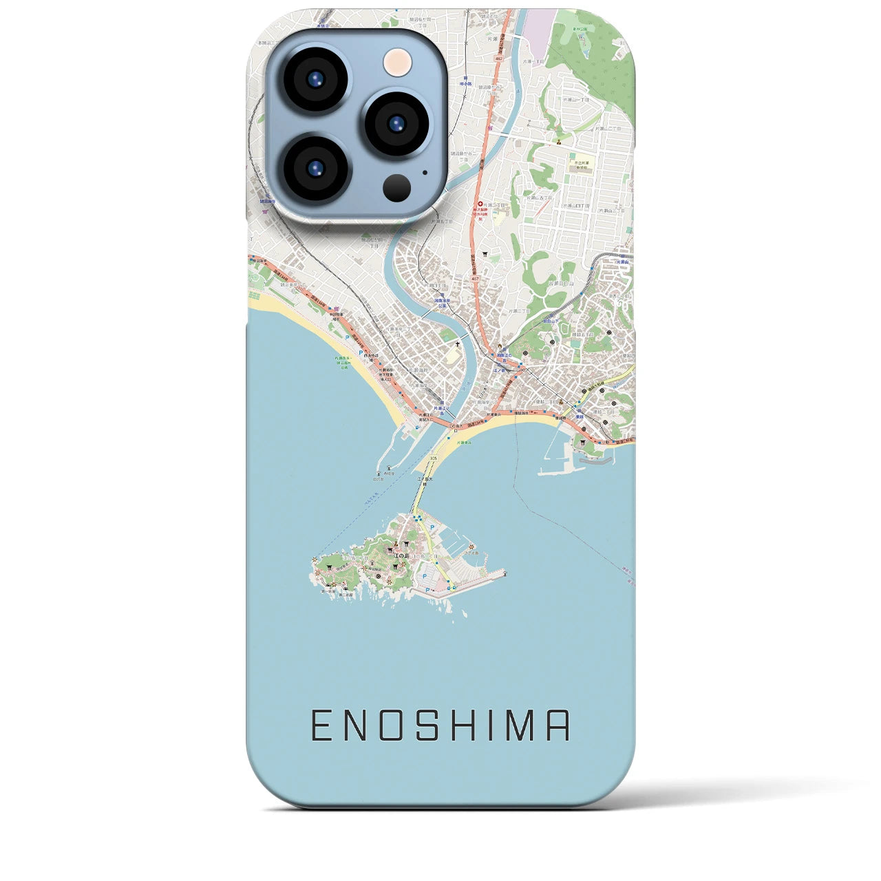 【江ノ島】地図柄iPhoneケース（バックカバータイプ・ナチュラル）iPhone 13 Pro Max 用